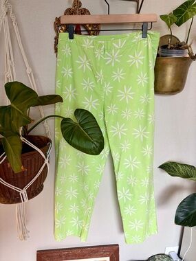 david brooks Lime Green Floral Print Pants